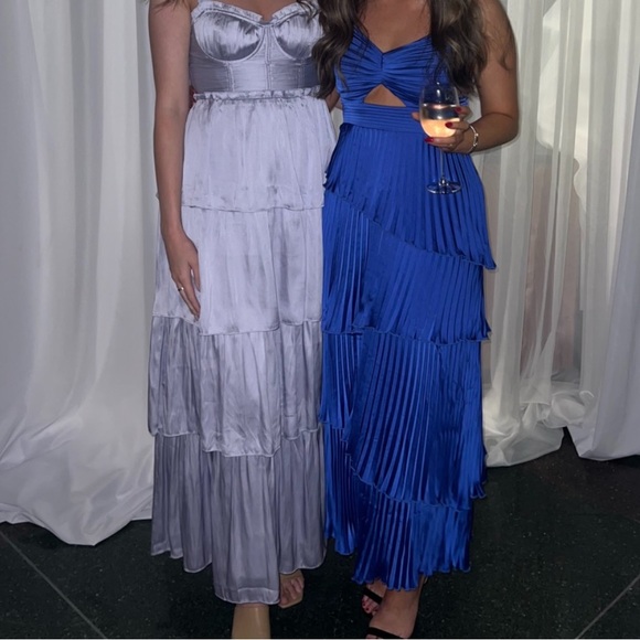 Abercrombie & Fitch Royal Blue Tiered Pleated Strap Dress - Picture 3 of 12